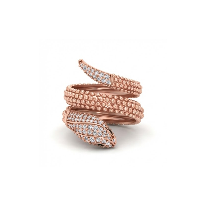 Artistic Spiral Beaded Diamond Ring