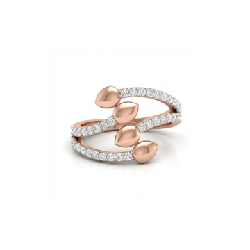 Dual Curve Leaf Diamond Ring