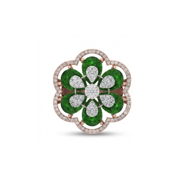 Floral Emerald & Diamond Majestic Ring