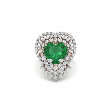 Royal Heart Emerald Cluster Diamond Ring