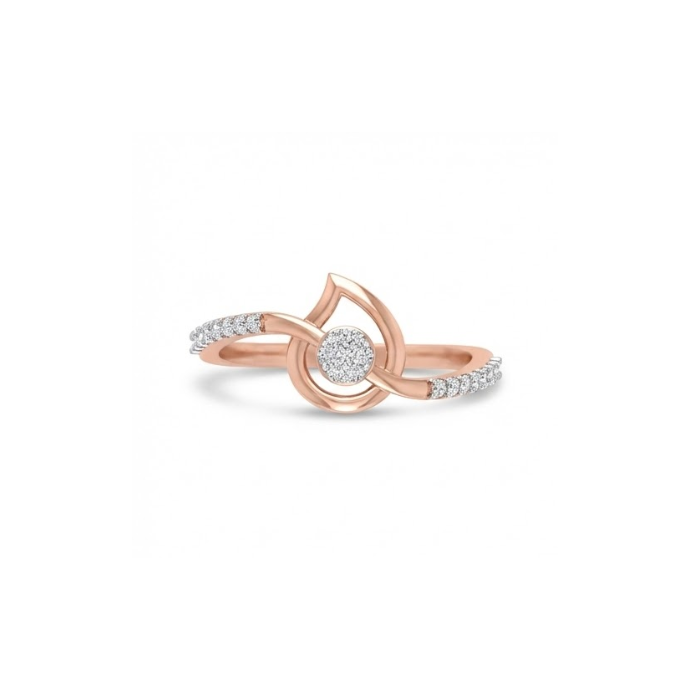 Curved Petal Halo Diamond Ring