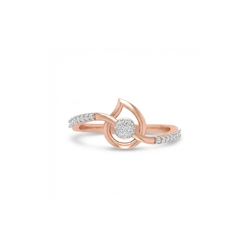 Curved Petal Halo Diamond Ring