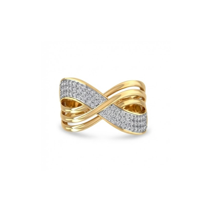 Criss-Cross Diamond Ribbon Ring