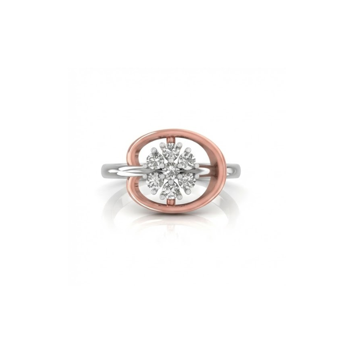 Dual-Tone Orbit Floral Diamond Ring