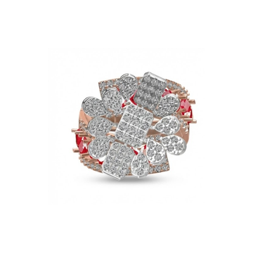 Floral Cluster Diamond Ring with Ruby Accents