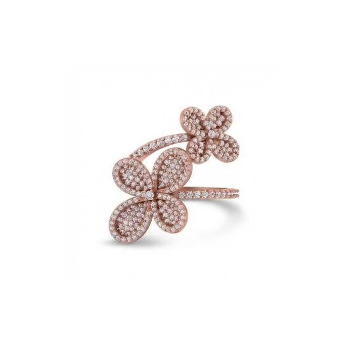 Triple Floral Cluster Diamond Ring
