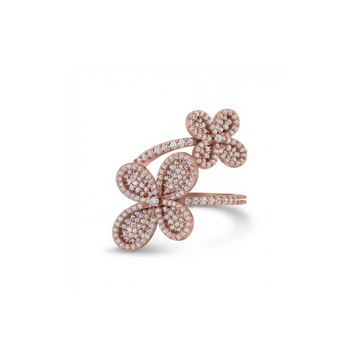 Triple Floral Cluster Diamond Ring
