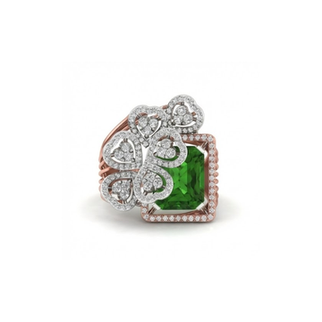 Floral Cluster Emerald Statement Ring