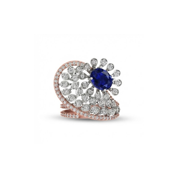 Sapphire Swirl Designer Diamond Ring