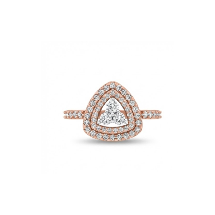 Tri-Halo Heart Cluster Diamond Ring