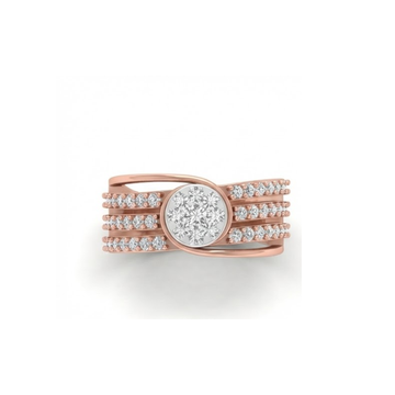Triple Row Contemporary Diamond Cluster Ring