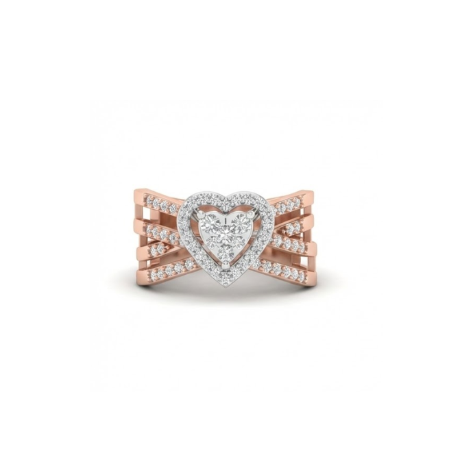 Heart-Shaped Diamond Cluster Statement Ring