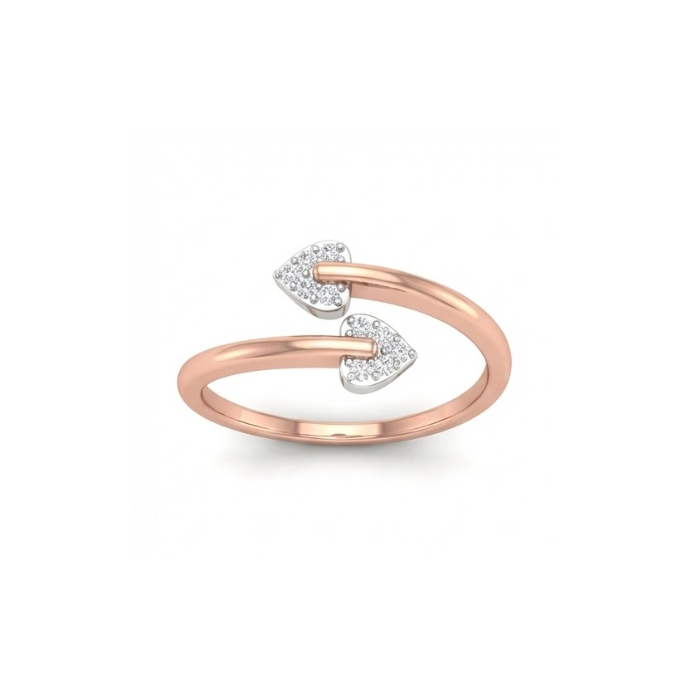 Twin Heart Open Diamond Ring