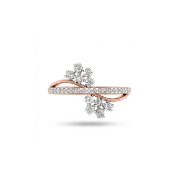 Asymmetric Floral Diamond Ring