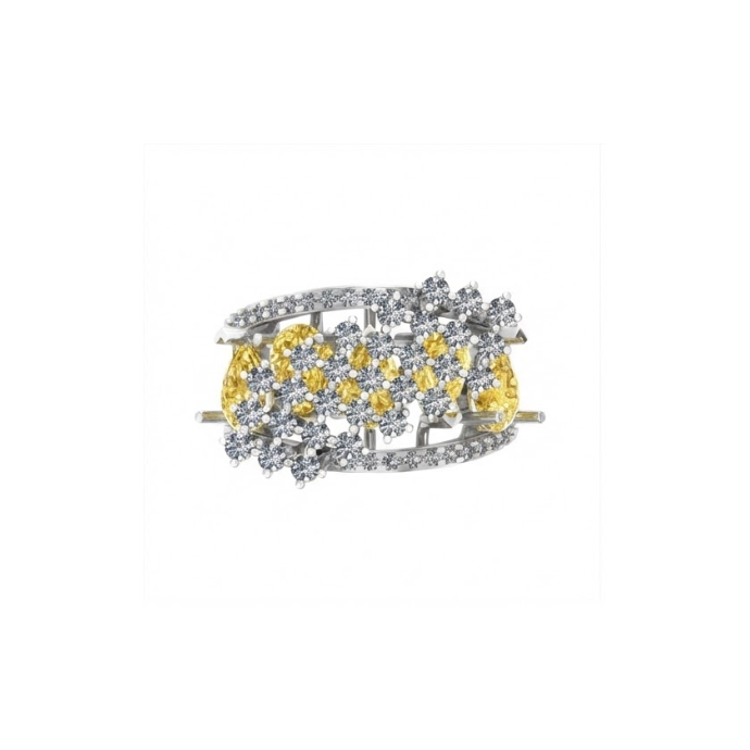 Yellow Marquise & White Diamond Crown Ring