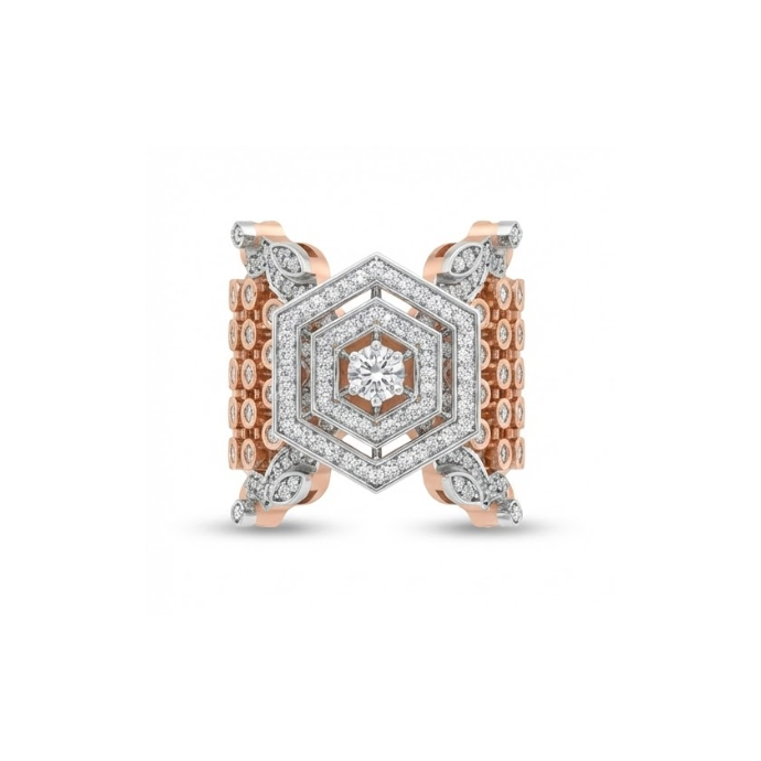 Grand Hexagon Dome Diamond Ring