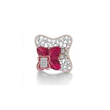 Ruby Butterfly Diamond Cluster Ring