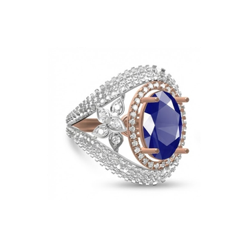 Regal Floral Halo Sapphire Ring