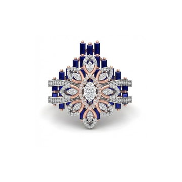 Grand Royal Blue Baguette Diamond Cocktail Ring