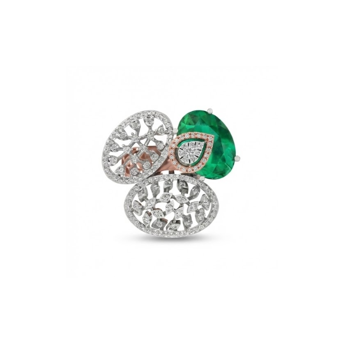 Emerald Petal Cluster Diamond Ring