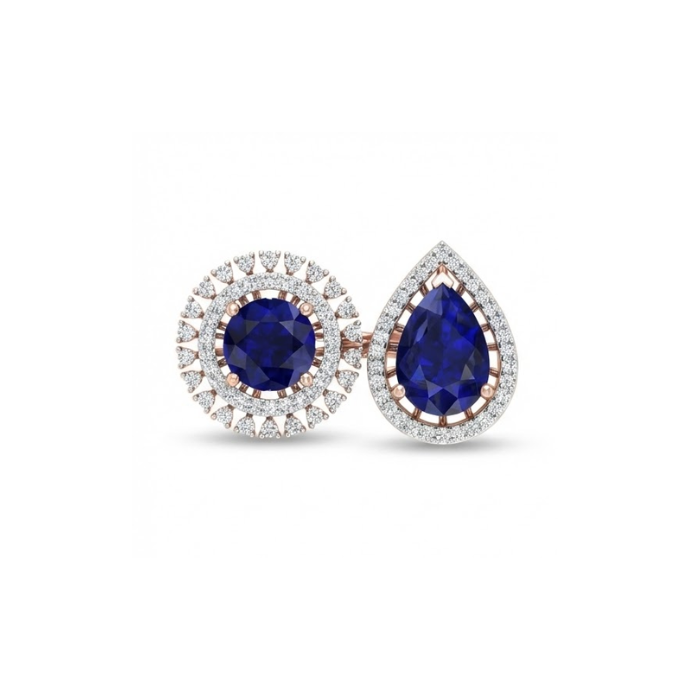 Dual Halo Sapphire Statement Ring