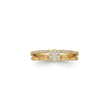 Floral Cluster Bamboo-Style Diamond Ring