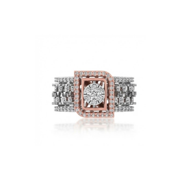Premium Dual-Tone Princess Cluster Diamond Ring