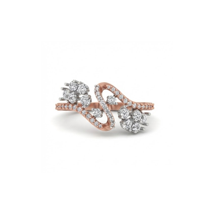 Dual Cluster Curved Diamond Ring