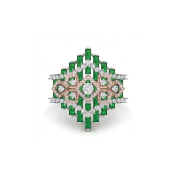Emerald Green Baguette Royal Diamond Ring