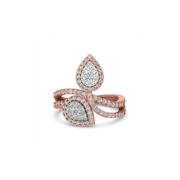 Pear Cluster Triple-Petal Diamond Ring