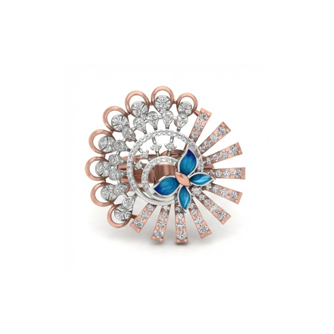 Grand Peacock Fan Diamond Ring