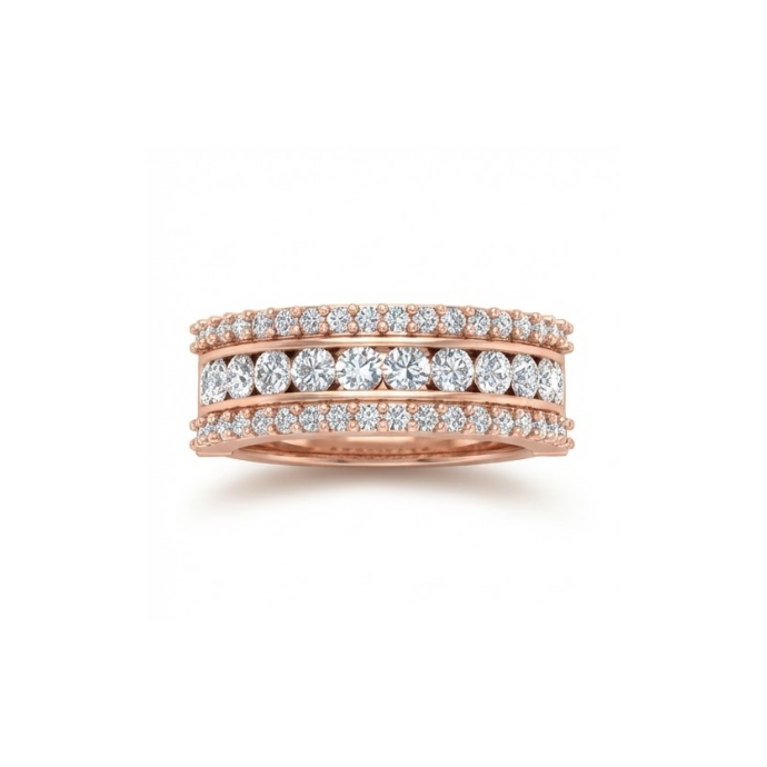 Triple Row Diamond Band Ring