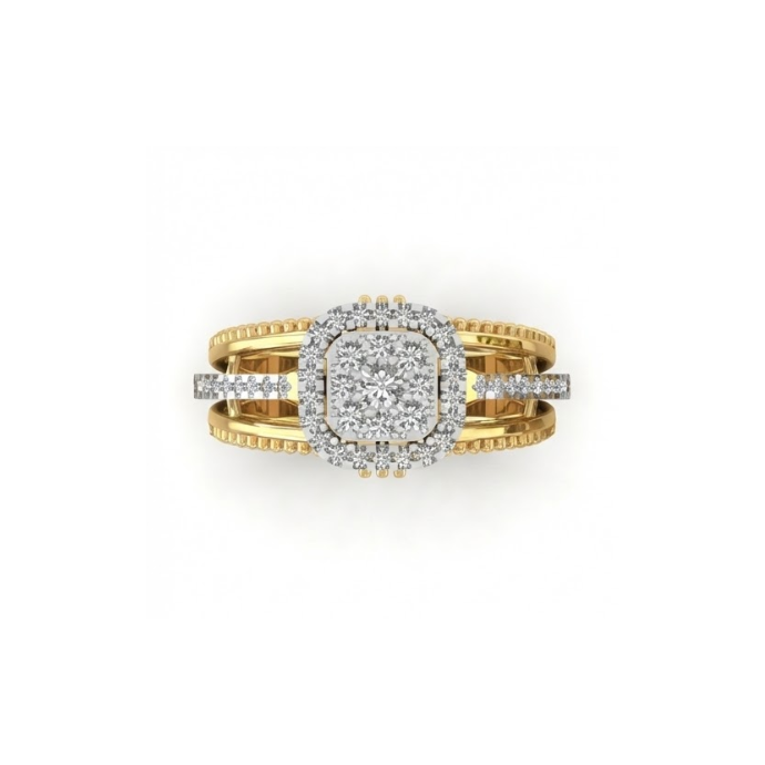 Cushion Halo Dual-Band Diamond Ring