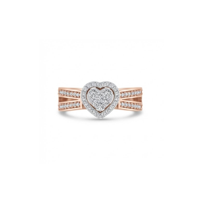 Heart Halo Triple-Row Diamond Ring