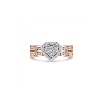 Heart Halo Triple-Row Diamond Ring