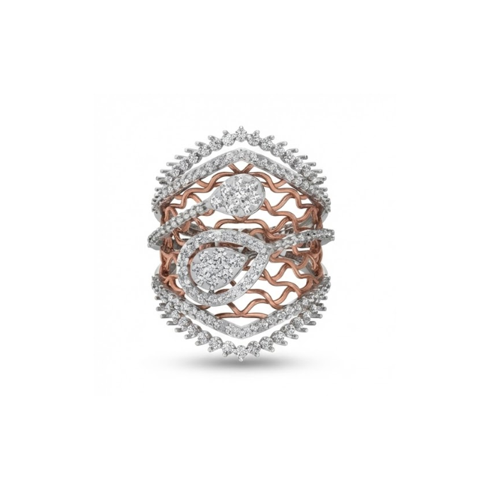 Dual Pear Cluster Designer Cocktail Ring