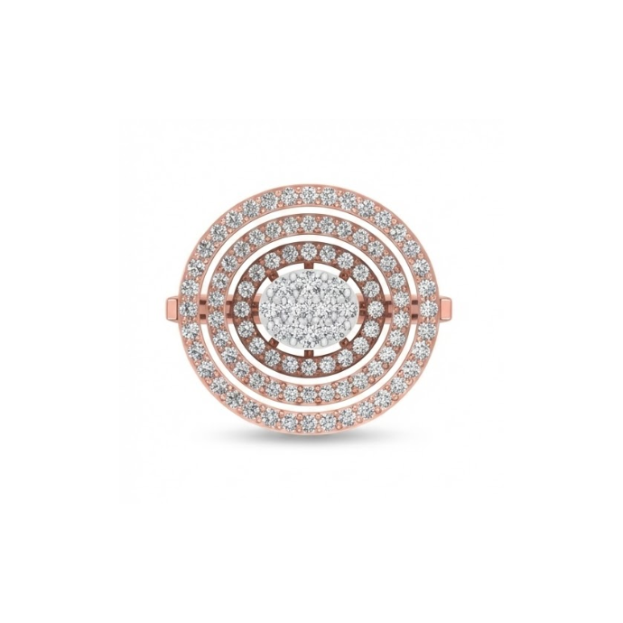 Oval Circle Concentric Diamond Ring