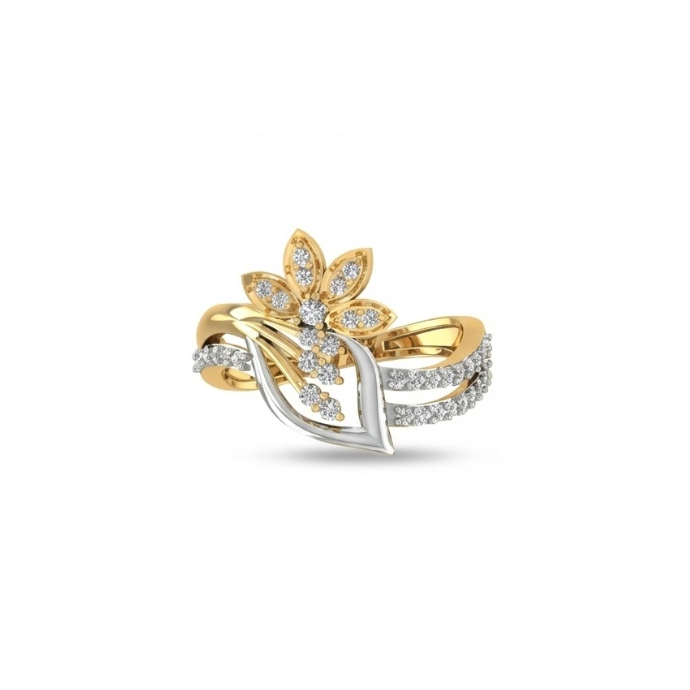 Dual-Tone Floral Diamond Designer Ring