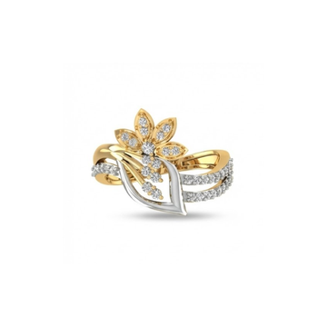 Dual-Tone Floral Diamond Designer Ring