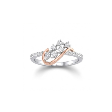 Dual-Tone Floral Curve Diamond Ring