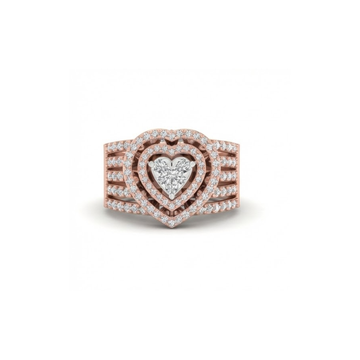 Triple Halo Heart Cluster Diamond Ring