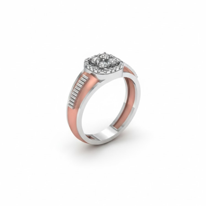Twin Rail Halo Diamond Regent Men's Ring