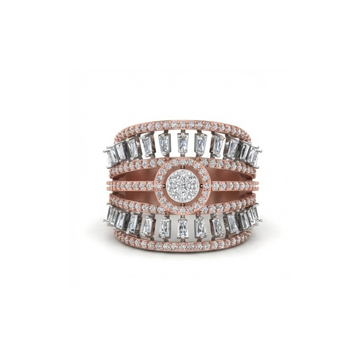 Multi-Row Baguette & Cluster Crown Diamond Ring