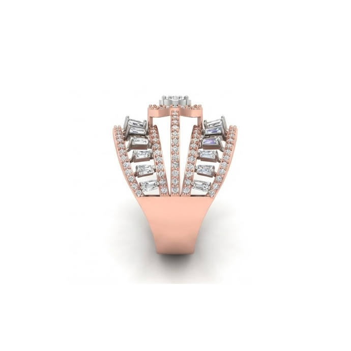 Multi-Row Baguette & Cluster Crown Diamond Ring