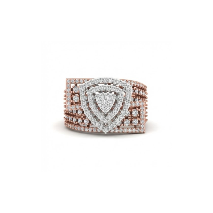 Tri-Layer Shield Diamond Statement Ring